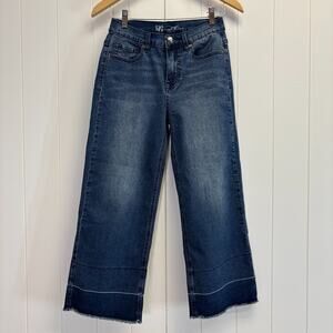 DG2 Diane Gilman‎ Womens Cropped Jeans 2 Wide Leg Boho Hipster Preppy Fray Hem